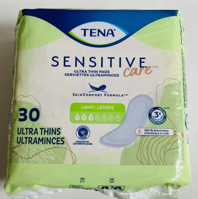 (3) Tena Sensitive Care Light #3 Ultra Delgado NUEVO