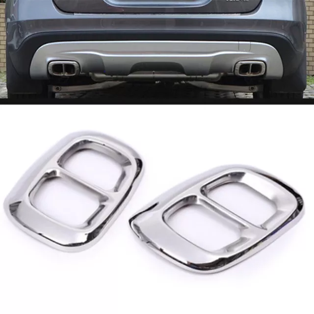 Rear Exhaust Muffler Tail Pipe Cover Trim Chrome Pair For Benz GLA X156 15-18