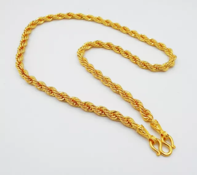 6 MM Rope Men Chain 22K 23K 24K Thai Baht Gold Filled Yellow GP Necklace 24 inch