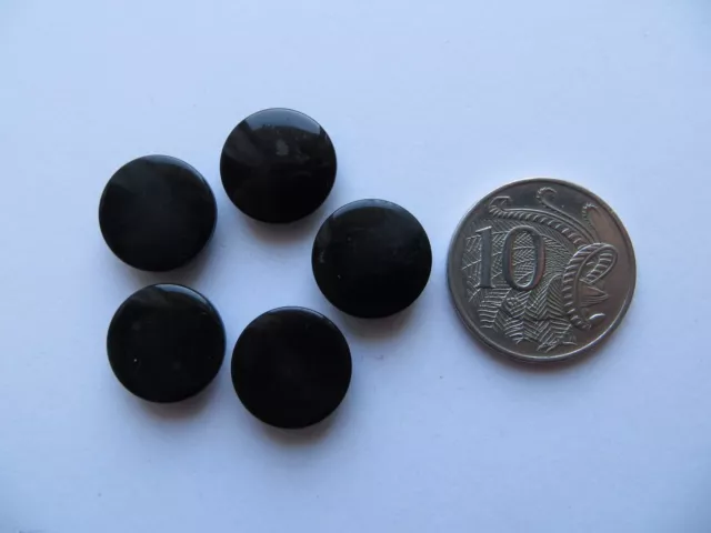 1950s Vintage Sm Glossy Black Domed Dress Blouse Cardigan Craft Buttons-15mm