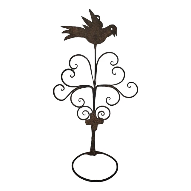 Antique 18th C. Wrought Iron Plant Hanger Forged Bird Figural Hook CT