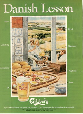 Pubblicità vintage BIRRA CARLSBERG MAGNETOFONI CASTELLI pagina intera 1972 