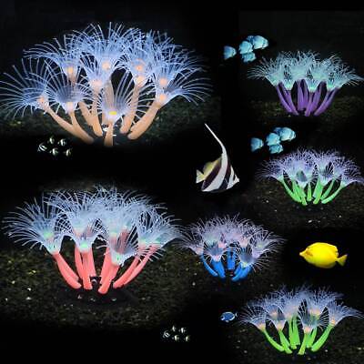 Silicone Artificial Glowing Fish Tank Aquarium Coral Plants Ornament Decoration