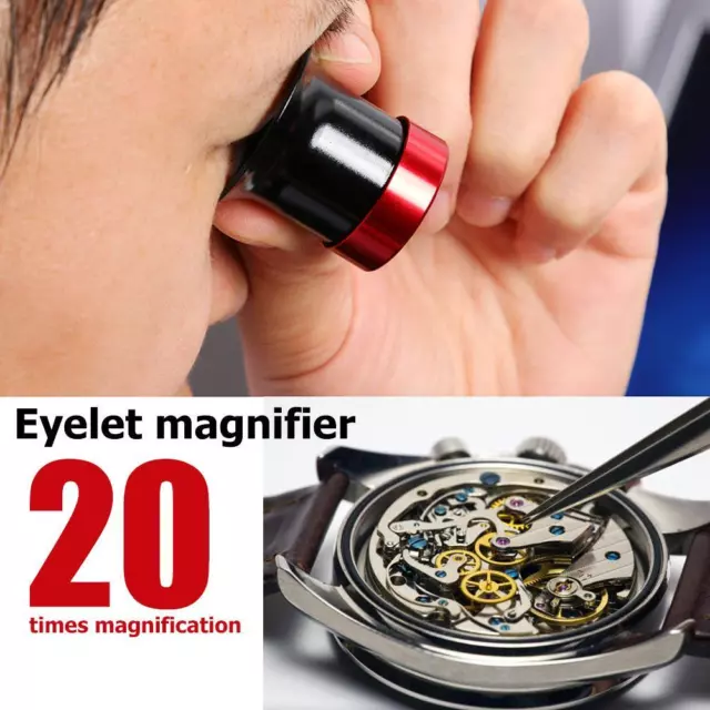 20X Watch Repair Eye Wear Loupe Jewelry Glass Magnifier Magnifying Len Tool Kit 3