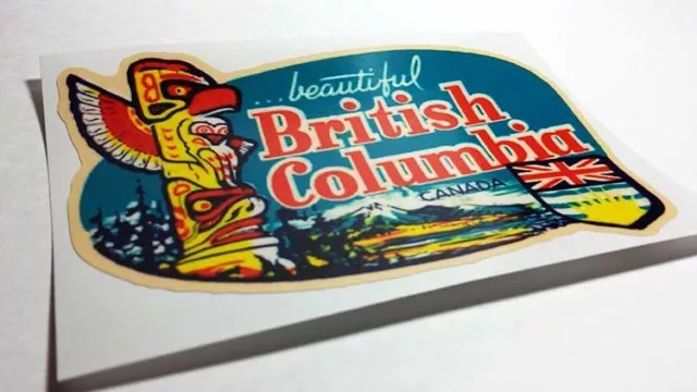 BRITISH COLUMBIA Canada Vintage Style Travel Decal, Vinyl Sticker, luggage label 2