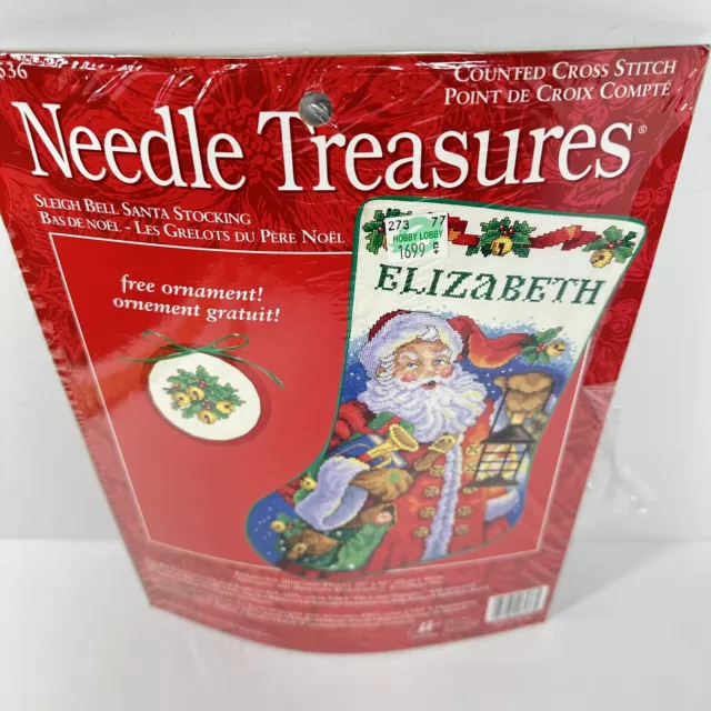 Needle Treasures #08536, "SLEIGH BELL" Cross Stitch Stocking Kit Donna Race