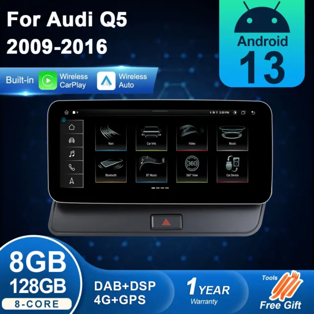 10.25'' Android 13 Autoradio CarPlay 128GB für Audi Q5 DAB+ DSP 8-Core GPS Navi