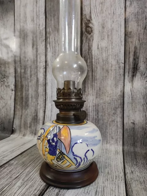 🔅Ancienne lampe à pétrole En Céramique Henriot Quimper🔅 2