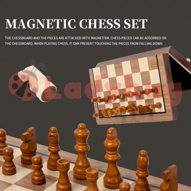 Folding Chessboard Large Wooden Magnetic International Chess Board Set Toy 3