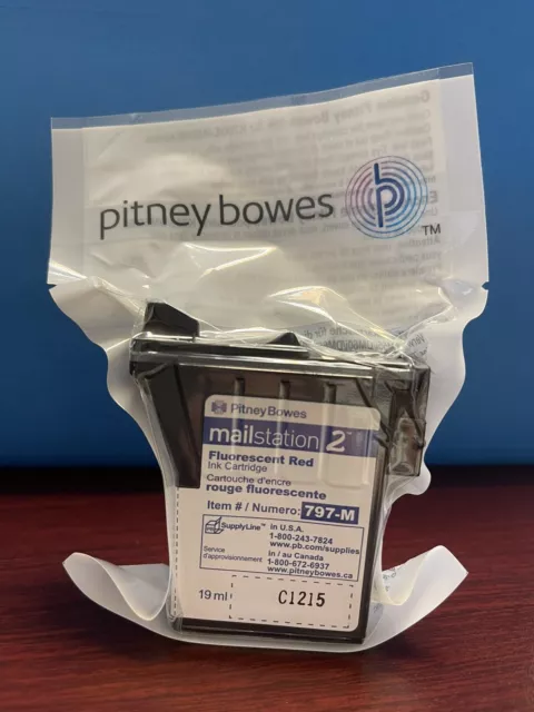 NEW Genuine Pitney Bowes 797M 797-M Fluorescent Red Ink Cartridge Mail Station 2