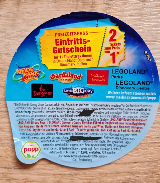 💙2 für 1 Gutschein Coupon Heide Park Legoland Gardaland Dungeons BigCity 12/23