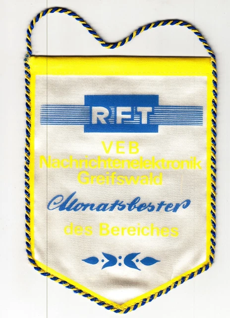 DDR WIMPEL MONATSBESTER VEB Nachrichtenelektronik Greifswald NEG EUR 21