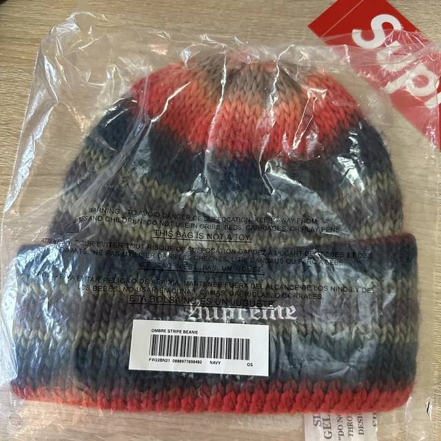 SUPREME Ombre Stripe Beanie Navy FW22 Winter Collection Multicolor New