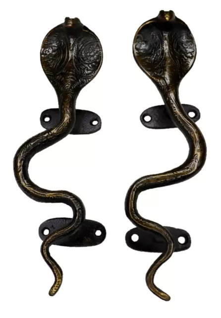 Brown Cobra Snake Shape Antique Style Handmade Brass Door Handle & Pull Knobs