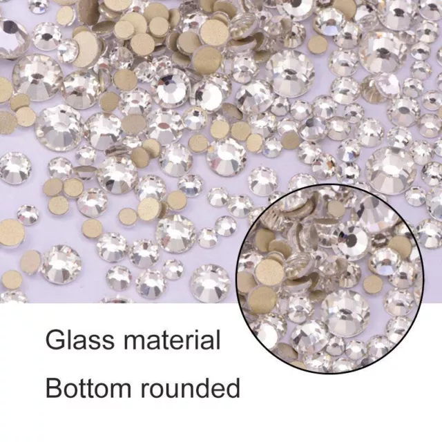 Flatback Glitter Rhinestones - Nail Art Glass Crystals Manicure Decorations 1440 2