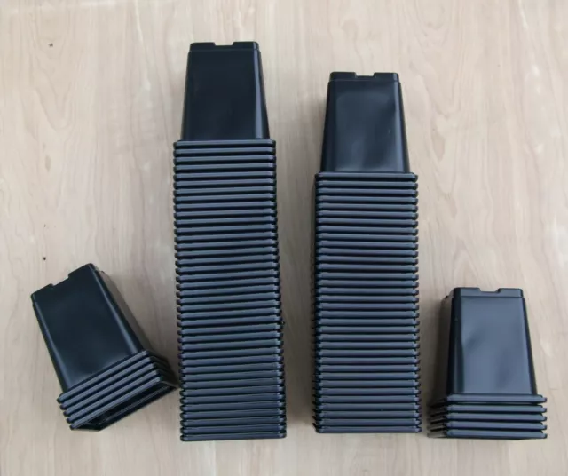 100 - 9cm Square Black Plant pots