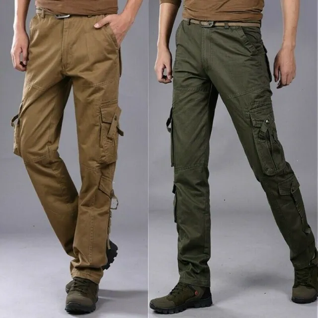 Uomo Militare Pantaloni Stile Pesca Lavoro Al Ginocchio Tasca