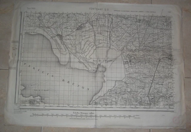 Carte Etat Major Type 1889 Projection Lambert Pertuis Breton Aiguillon Sur Mer