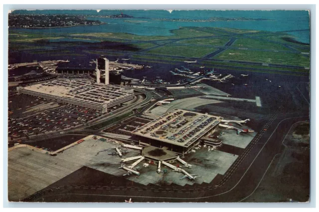 c1970s Airplanes, Aerial View of Logan International Airport Boston MA Postcard