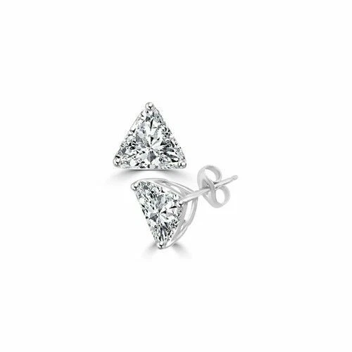 2Ct Trilliant Cut Lab-Created Diamond Women Stud Earrings 14K White Gold Finish