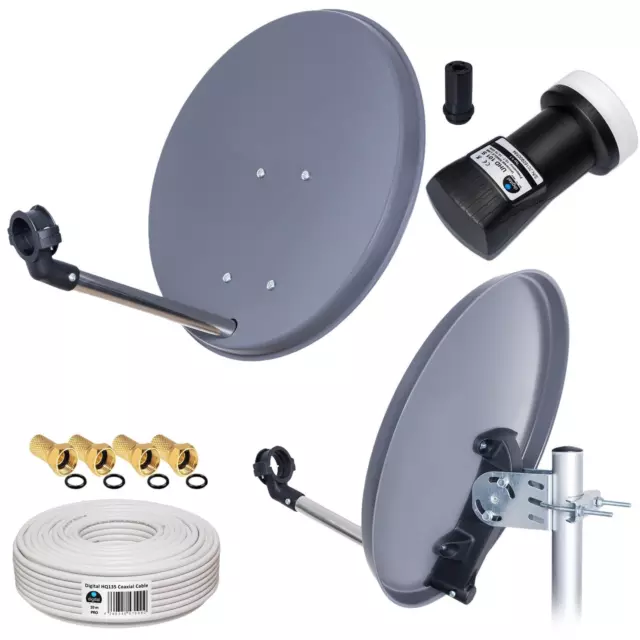 Sat-Anlage Spiegel 40cm LNB Sat-Kabel Antenne Camping Mobile Schüssel Anthrazit