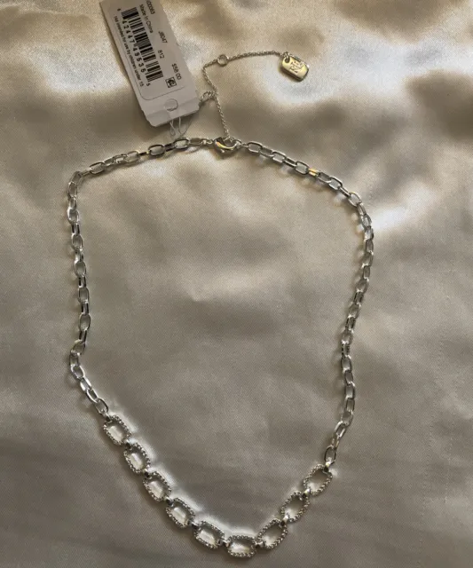 Lauren Ralph Lauren Silver Tone Pave Crystal Link Collar Necklace NWT