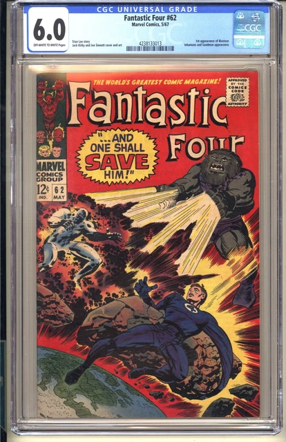 FANTASTIC FOUR #62 CGC 6.0 OWW FN Marvel Comic 1967 1st app Blastaar Inhumans v1