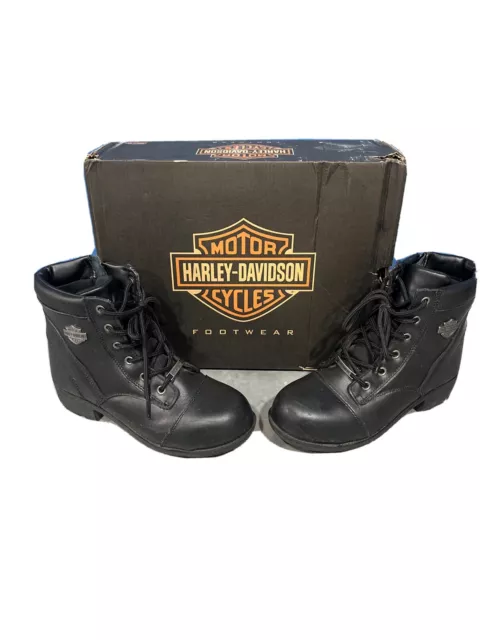 Harley-Davidson Womens Steel Toe Black Leather Motorcycle Boots
