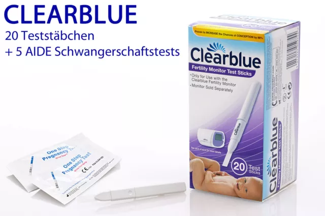 CLEARBLUE Teststäbchen 20 Stück für den Fertilitätsmonitor + 5 AIDE Tests