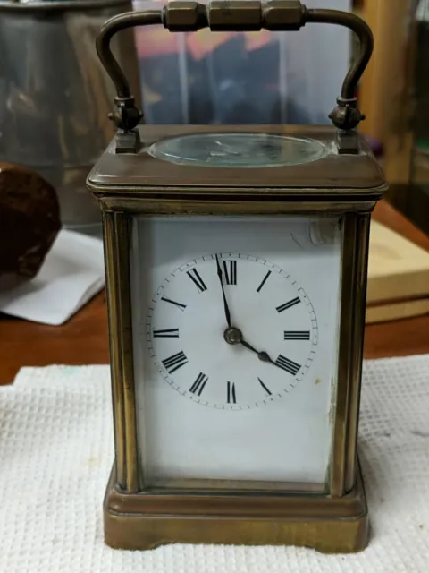 Antique French  Style Brass Carriage Clock  12cm/8.5cm