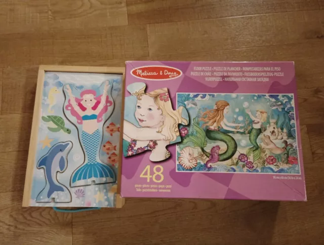 MELISSA DOUG Mermaid Playground 48 Piece Floor Puzzle Used