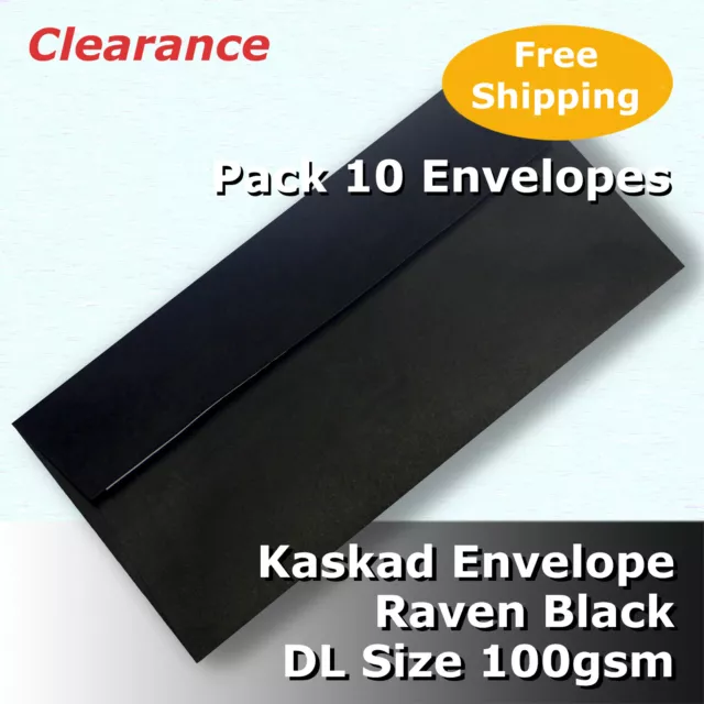 10 Envelopes Kaskad DL Size Raven Black 100gsm Peel N Seal Wallet #N0273P #DDGG
