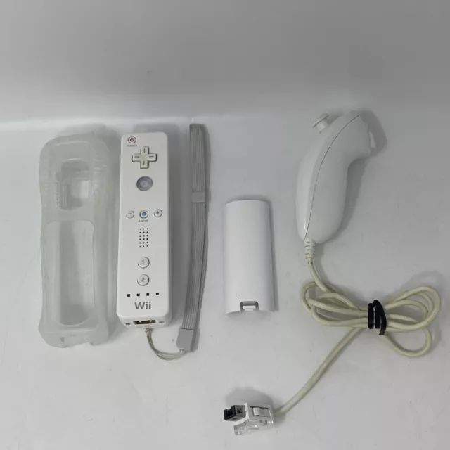 Controlador remoto oficial de Nintendo Wii Wiimote blanco RVL-003 + Nunchuk RVL-004