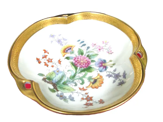 Pickard 1925 bowl with painted flowers artist signed and etched gold gilt