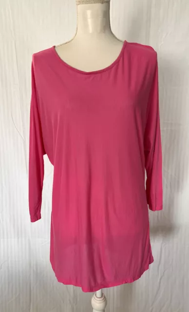 VINCE Women's Hot Pink Scoop Neck Batwing Sleeve Top-Tunic Size  M