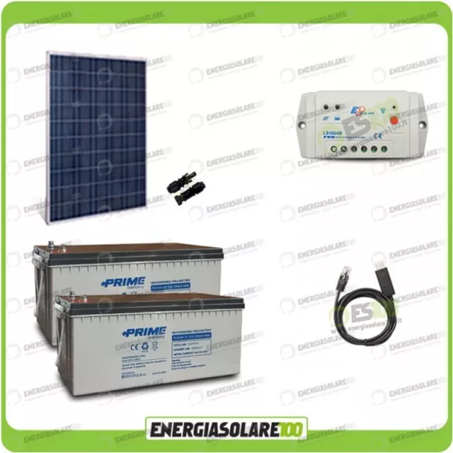 Kit chalet panneau solaire 200W convertisseur 1000W DC/AC 12V 220V batterie  AGM 150h régulateur EPsolar