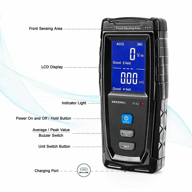 ERICKHILL DIGITAL EMF Meter Detector Radiation Tester