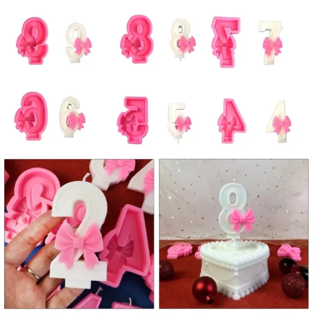 DIY Bowknot Number Silicone Mold Beautiful Cake Decoration Making Resin Moulds 2