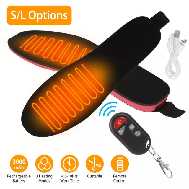 Rechargeable Electric Heated Shoe Insoles Winter Feet Warmer with Remote Control