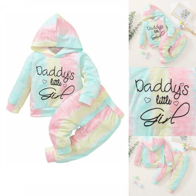 Newborn Baby Girl Clothes Tie Dye Outfits Hooded Top Pants Tracksuit Set