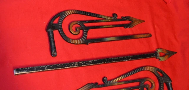 Antique Vintage Swing Arm Iron Curtain Drape Hanger Rods Art Nouveau Deco Arrow 5