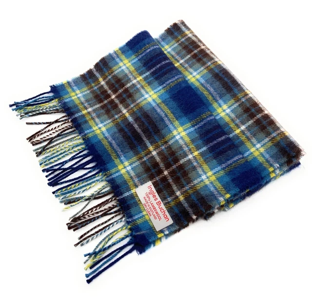 Écharpe Tartan 100% Laine D'agneau Thomson Bleu Clan - Fabriquée En Écosse - Neuf Avec étiquettes
