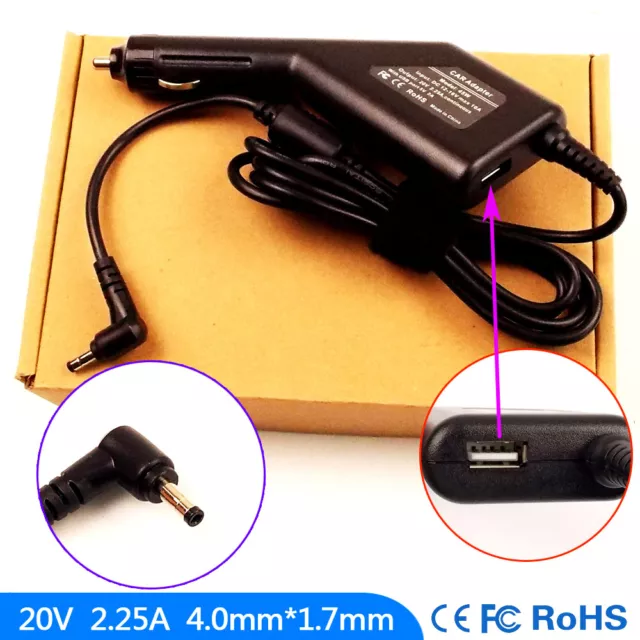 Laptop DC Adapter Car Charger USB Power for Lenovo IdeaPad 320S-14 320S-14IKB