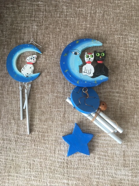 Two Handmade Hand-Painted wooden / metal Wind-chimes