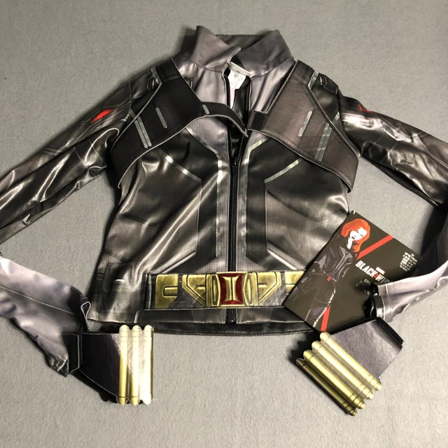 kids black widow costume jacket small s 5 black faux leather shiny new nwt s15