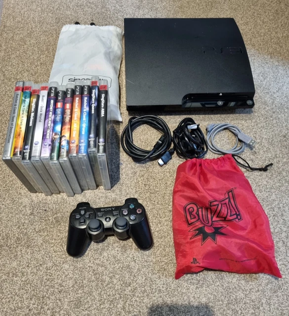 BUNDLE SONY PlayStation 3 PS3 Console Slim Black 1TB with games