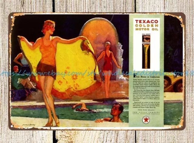 home decoration tips Texaco Golden Motor Oil 1929 metal tin sign