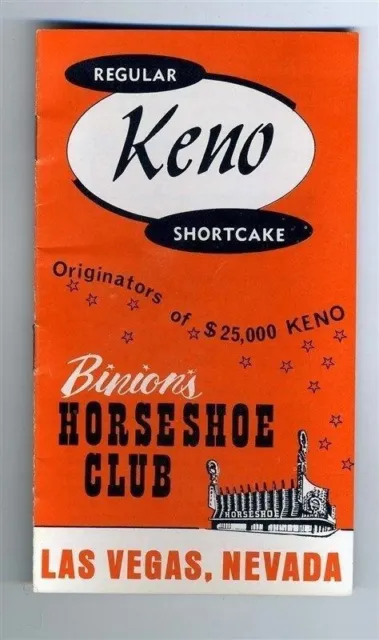 Binion's Horseshoe Club Regular & Shortcake Keno Booklet Las Vegas Nevada 1950's