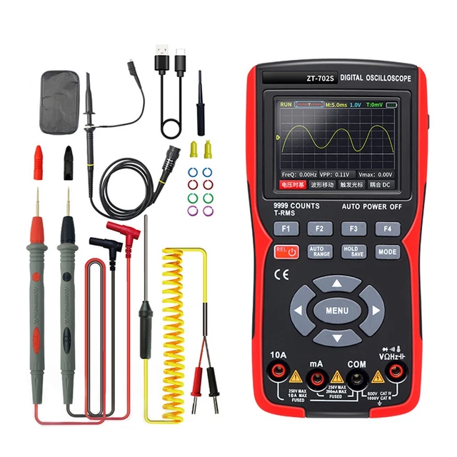 Handheld Oscilloscope, 9999 Counts Digital Multimeter,DC/AC Voltage/Current Test