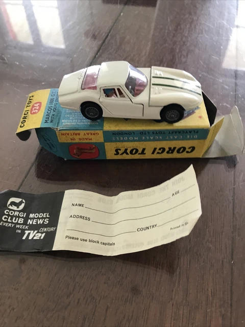 Corgi Toys 324 - Marcos Volvo 1800 Sports - Voiture Vintage Diecast - Pour Pièces